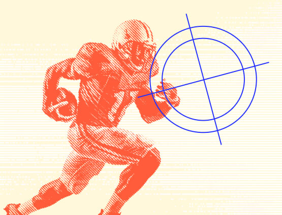 Football player in motion, target graphic